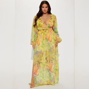 Fashion Nova Vibrant Long Sleeve Dress